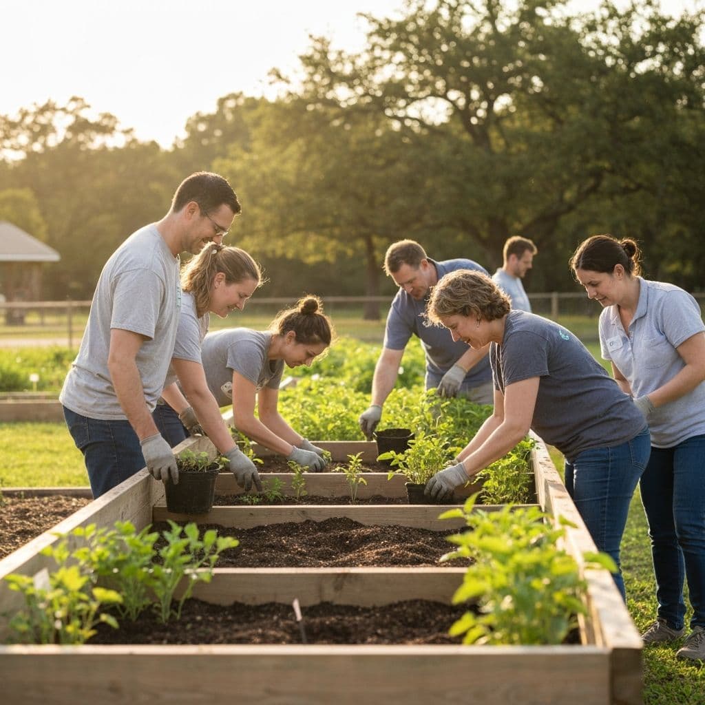 L&M Custom Designs team volunteering at a community build event in Austin